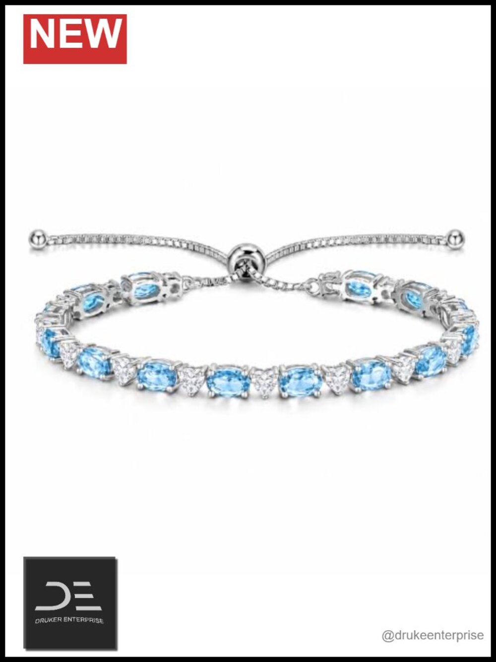 White Gold Plated Tennis Bracelet Women Topaz CZ Gifts Blue